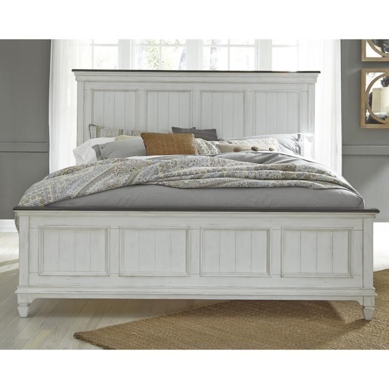 Liberty Furniture Allyson Park 417 Br Qpb Cottage Queen Panel Bed With Crown Molded Headboard